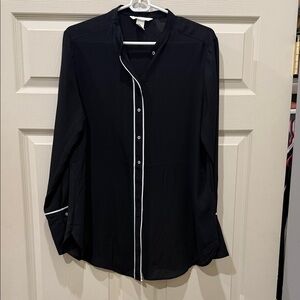 H&M Black Blouse with White Trim